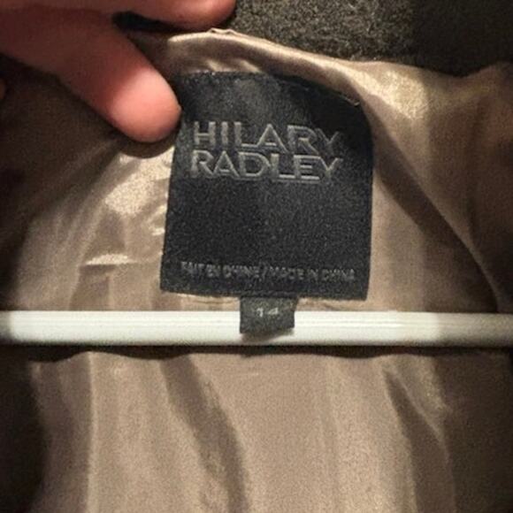 Hilary Radley 100% wool long gray jacket coat winter lined pleated women's sz 14 - Picture 5 of 11